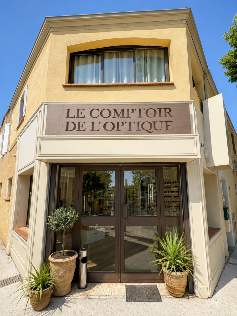 Façade du magasin d'optique Le Comptoir de l'Optique au Puy-Sainte-Réparade